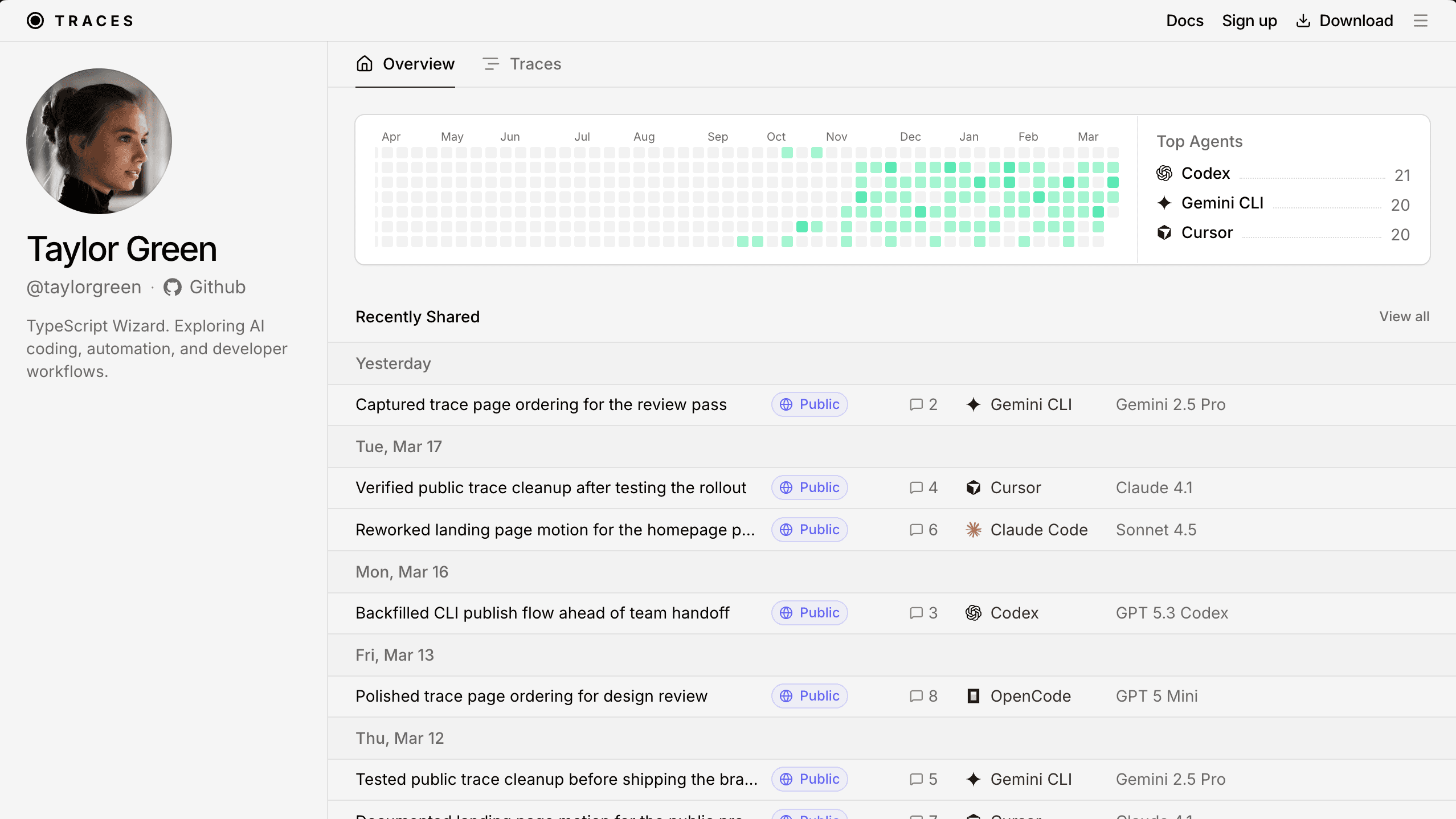 Public profile preview